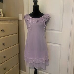 Vintage Lavender Sleeveless Ruffle Dress | Size M